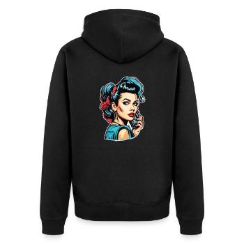 Rockabilly / Pin-up Girl / Girl Power / Années 50 - Veste à capuche bio Premium Unisexe - noir - Dos - Nico (187cm)