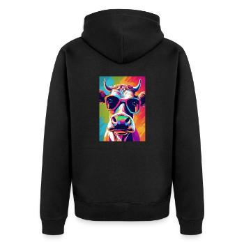 Vache à lunettes - Veste à capuche bio Premium Unisexe - noir - Dos - Nico (187cm)