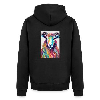 Colorful ram - Unisex Premium Organic Zip Hoodie - black - Back - Nico (187cm)