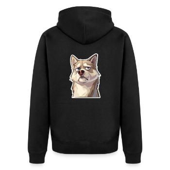 Grumpy the Husky - Unisex Premium Organic Zip Hoodie - black - Back - Nico (187cm)