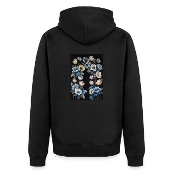 Affiche Fleurs Bleues 5 - Veste à capuche bio Premium Unisexe - noir - Dos - Nico (187cm)