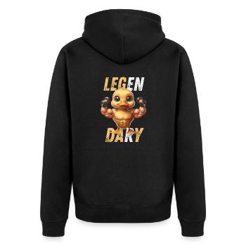 Gym Fitness Sport Ente - Unisex Premium Bio Zip Hoodie - Schwarz - Hinten - Nico (187cm)