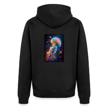 Cosmic Jellyfish Artwork - Unisex Premium Organic Zip Hoodie - black - Back - Nico (187cm)