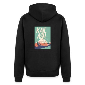 Kailash Abstract - Unisex Premium Bio Zip Hoodie - Schwarz - Hinten - Nico (187cm)