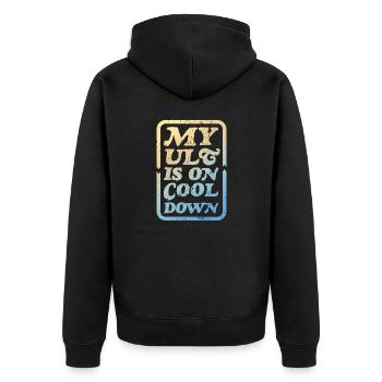 My ult is on cooldown - Unisex Premium Bio Zip Hoodie - Schwarz - Hinten - Nico (187cm)