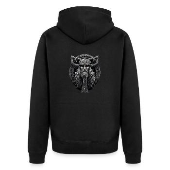Wikinger Hammer Nordmann Design für Vikings Fans - Unisex Premium Bio Zip Hoodie - Schwarz - Hinten - Nico (187cm)
