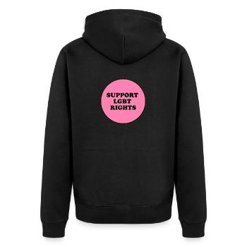 Unterstützen Sie LGBT-Rechte - Unisex Premium Bio Zip Hoodie - Schwarz - Hinten - Nico (187cm)