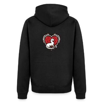 Coeur hermine curieuse de bretagne - Veste à capuche bio Premium Unisexe - noir - Dos - Nico (187cm)