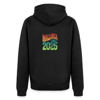 Mallorca 2025 - Unisex Premium Bio Zip Hoodie - Schwarz - Hinten - Nico (187cm)