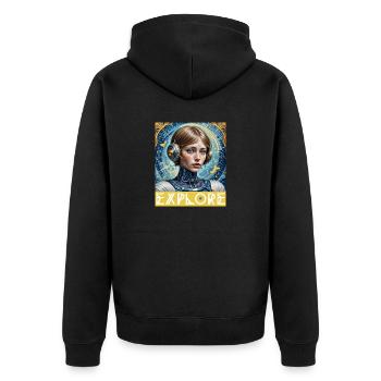 Dare to Explore - Unisex Premium Organic Zip Hoodie - black - Back - Nico (187cm)
