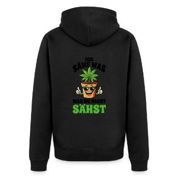Cannabis, Ich sähe was was du nicht sähst, Hanf - Unisex Premium Bio Zip Hoodie - Schwarz - Hinten - Nico (187cm)