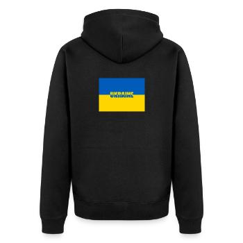Ukraine Farben - Unisex Premium Bio Zip Hoodie - Schwarz - Hinten - Nico (187cm)
