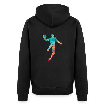 Basketball Player - PopArt - Unisex Premium Bio Zip Hoodie - Schwarz - Hinten - Nico (187cm)