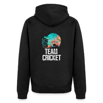 Team Cricket - Unisex Premium Bio Zip Hoodie - Schwarz - Hinten - Nico (187cm)