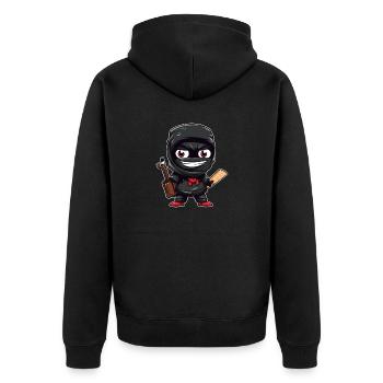 school ninja - Unisex Premium Bio Zip Hoodie - Schwarz - Hinten - Nico (187cm)