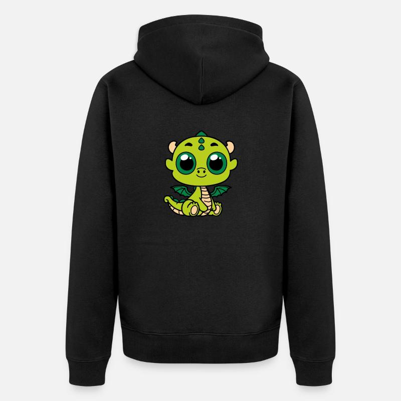 Dragon vert mignon - Veste à capuche bio Premium Unisexe - noir