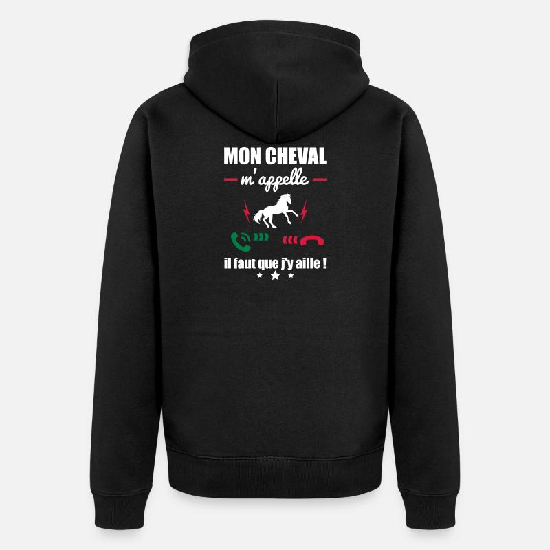 Mon cheval m'appelle,équitation - Veste à capuche bio Premium Unisexe - noir