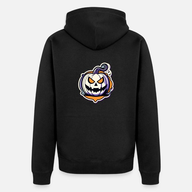 Dessin d’Halloween citrouille - Veste à capuche bio Premium Unisexe - noir