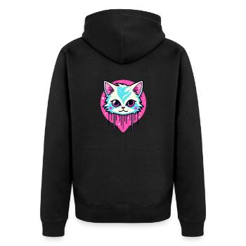 Cute Cat Illustration - Unisex Premium Organic Zip Hoodie - black - Back - Nico (187cm)