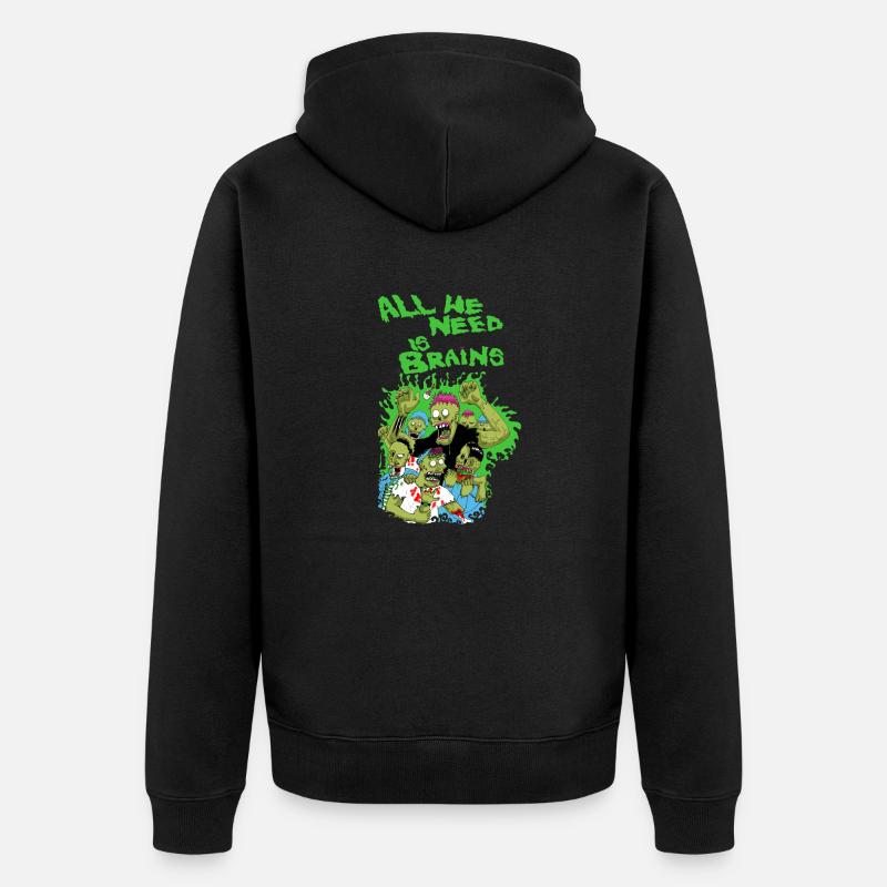zombies love brains - Veste à capuche bio Premium Unisexe - noir