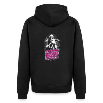 Girls were made Perfect - auf schwarz RAHMENLOS B - Unisex Premium Bio Zip Hoodie - Schwarz - Hinten - Nico (187cm)