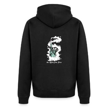 the Land of the Free - Unisex Premium Bio Zip Hoodie - Schwarz - Hinten - Nico (187cm)