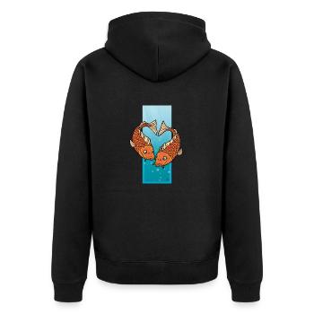 The Pisces-heart - Unisex Premium Bio Zip Hoodie - Schwarz - Hinten - Nico (187cm)