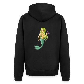 Nixe - Meerjungfrau - Unisex Premium Bio Zip Hoodie - Schwarz - Hinten - Nico (187cm)