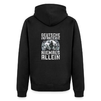Soldat Bundeswehr Infanterie Militär - Unisex Premium Bio Zip Hoodie - Schwarz - Hinten - Nico (187cm)