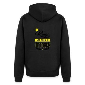 Kings are born in October - Unisex Premium Bio Zip Hoodie - Schwarz - Hinten - Nico (187cm)