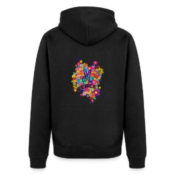 NOUVEAU RAINBOW FLOWER POWER - PAIX - Veste à capuche bio Premium Unisexe - noir - Dos - Nico (187cm)