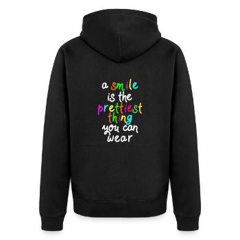 a smile is the prettiest thing - Unisex Premium Bio Zip Hoodie - Schwarz - Hinten - Nico (187cm)