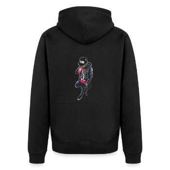 Cooles Zombie Swag Geschenk - Unisex Premium Bio Zip Hoodie - Schwarz - Hinten - Nico (187cm)