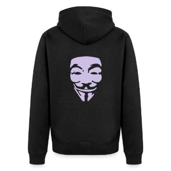 GUY FAWKES, anonymous, occupy - Unisex Premium Bio Zip Hoodie - Schwarz - Hinten - Nico (187cm)