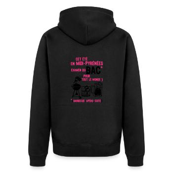 Fach Midi Pyrenees Öffnung gekocht Grill Bier - Unisex Premium Bio Zip Hoodie - Schwarz - Hinten - Nico (187cm)