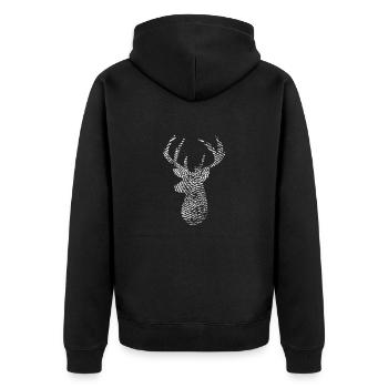 deer - Unisex Premium Organic Zip Hoodie - black - Back - Nico (187cm)