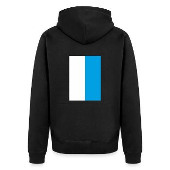 weiss blau Bayern Flagge Geschenkidee - Unisex Premium Bio Zip Hoodie - Schwarz - Hinten - Nico (187cm)