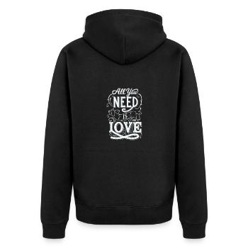 All You Need Is Love - Unisex Premium Organic Zip Hoodie - black - Back - Nico (187cm)