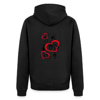 Katzen - Unisex Premium Bio Zip Hoodie - Schwarz - Hinten - Nico (187cm)