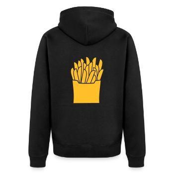 Fries - Unisex Premium Organic Zip Hoodie - black - Back - Nico (187cm)