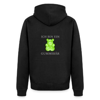 Ich bin ein Gummibär - lustiges Motiv für Jederman - Unisex Premium Bio Zip Hoodie - Schwarz - Hinten - Nico (187cm)