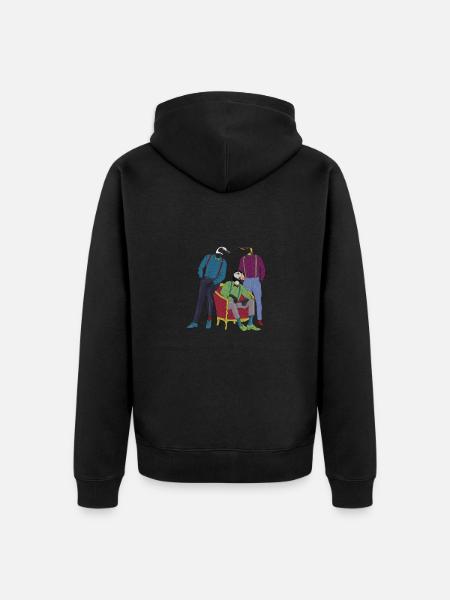 Pinguine mit Fliege - Unisex Premium Bio Zip Hoodie - Schwarz