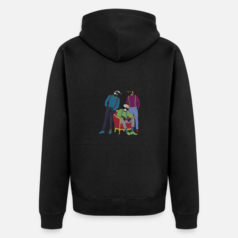Pinguine mit Fliege - Unisex Premium Bio Zip Hoodie - Schwarz