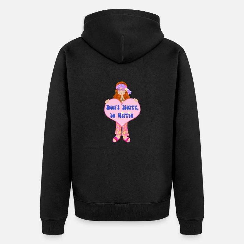 FILLE HIPPIE Din A1 - Veste à capuche bio Premium Unisexe - noir