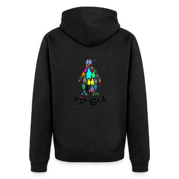 Pinguine im Pinguin - Unisex Premium Bio Zip Hoodie - Schwarz - Hinten - Nico (187cm)
