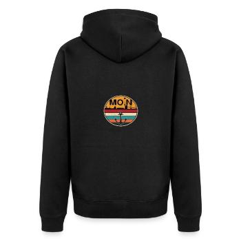 MOIN HAMBURG - Unisex Premium Bio Zip Hoodie - Schwarz - Hinten - Nico (187cm)