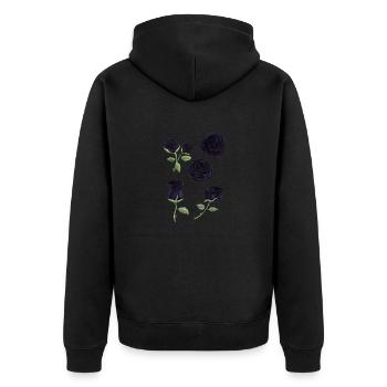 Black Roses - Watercolor - Unisex Premium Bio Zip Hoodie - Schwarz - Hinten - Nico (187cm)