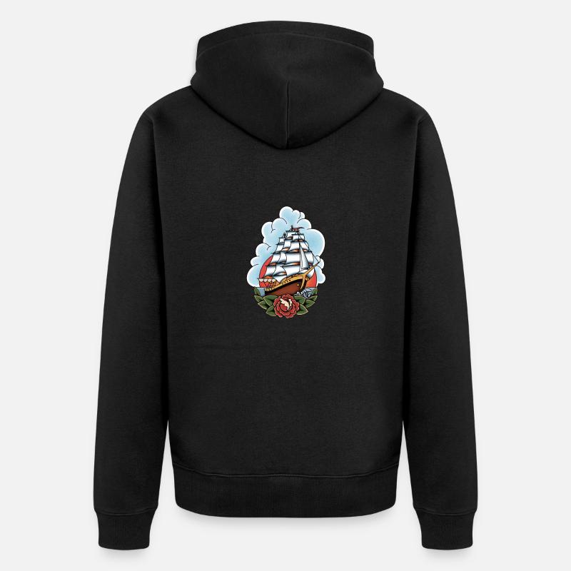 TATOUAGE DE NAVIRE - Veste à capuche bio Premium Unisexe - noir