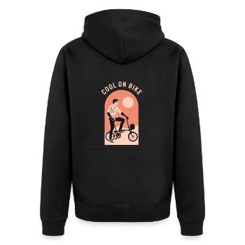 Cool commuter folding bicycle, Brompton London UK - Unisex Premium Organic Zip Hoodie - black - Back - Nico (187cm)