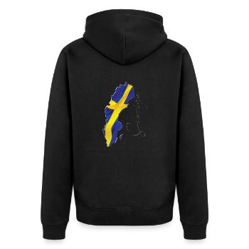 Schweden Flagge in der Schweden Landkarte SE - Unisex Premium Bio Zip Hoodie - Schwarz - Hinten - Nico (187cm)